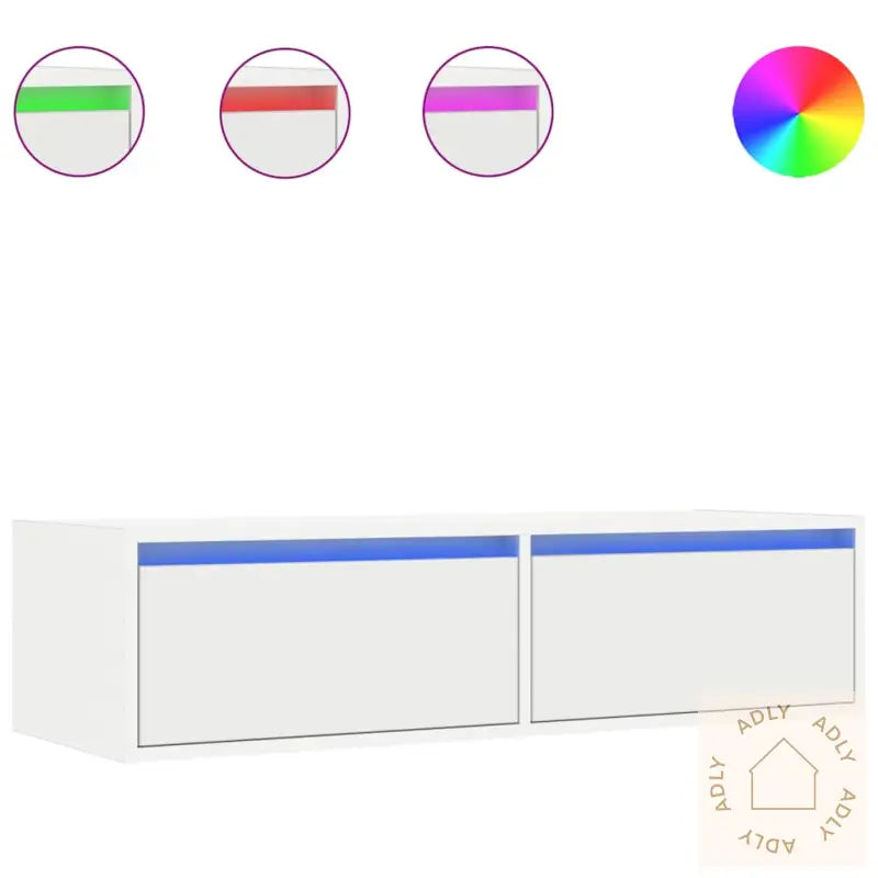 Tv-Benk Med Led-Lys Hvit 100X35,5X25 Cm