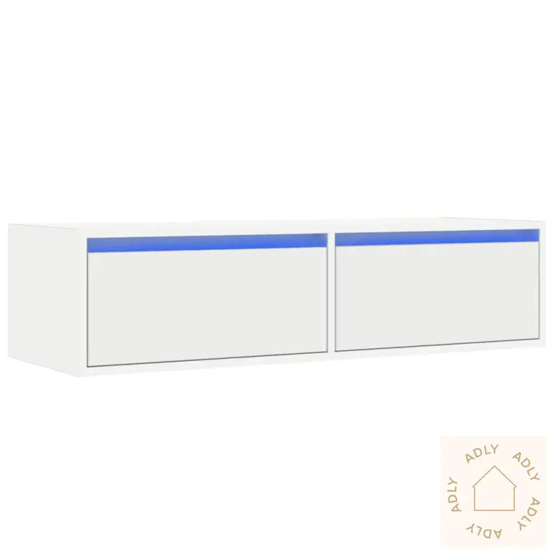Tv-Benk Med Led-Lys Hvit 100X35,5X25 Cm