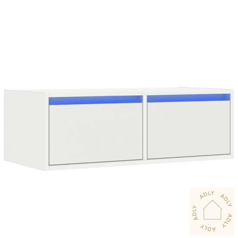 Tv-Benk Med Led-Lys Hvit 75X35,5X25 Cm