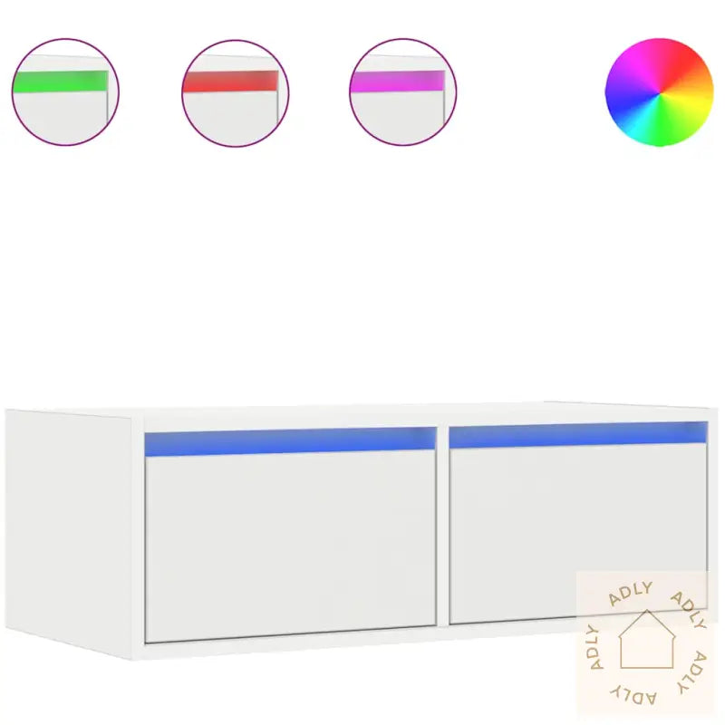 Tv-Benk Med Led-Lys Hvit 75X35,5X25 Cm