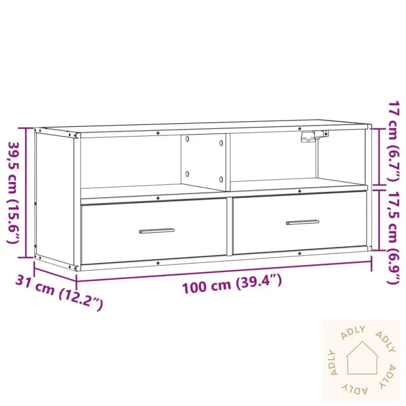 Tv-Benk Røkt Eik 100X31X39,5 Cm Konstruert Tre Og Metall