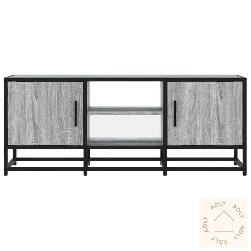 Tv-Benk Grå Sonoma 100X35X41 Cm Konstruert Tre Og Metall