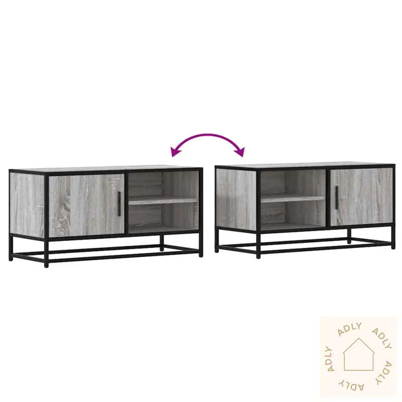 Tv-Benk Grå Sonoma 80X34,5X40 Cm Konstruert Tre Og Metall