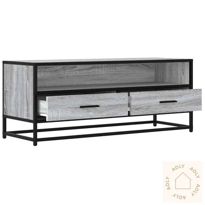 Tv-Benk Grå Sonoma 100X34,5X40 Cm Konstruert Tre Og Metall