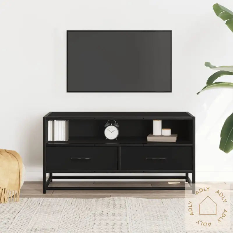 Tv-Benk Svart 80X34,5X40 Cm Konstruert Tre Og Metall