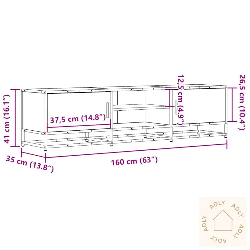 Tv-Benk Svart 160X35X41 Cm Konstruert Tre Og Metall
