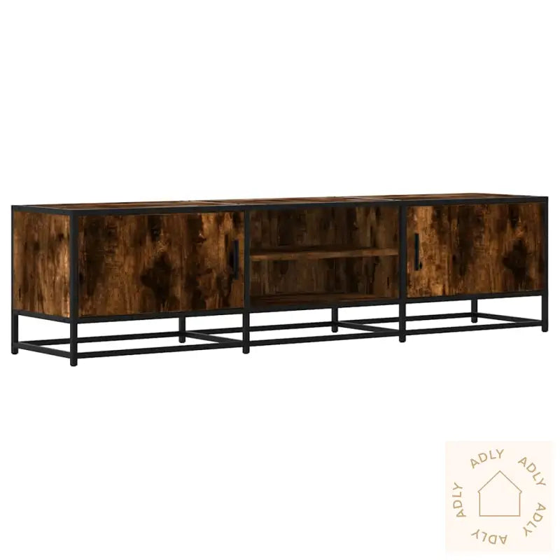 Tv-Benk Røkt Eik 160X35X41 Cm Konstruert Tre Og Metall