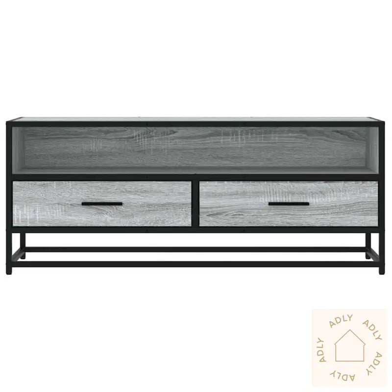 Tv-Benk Grå Sonoma 100X34,5X40 Cm Konstruert Tre Og Metall