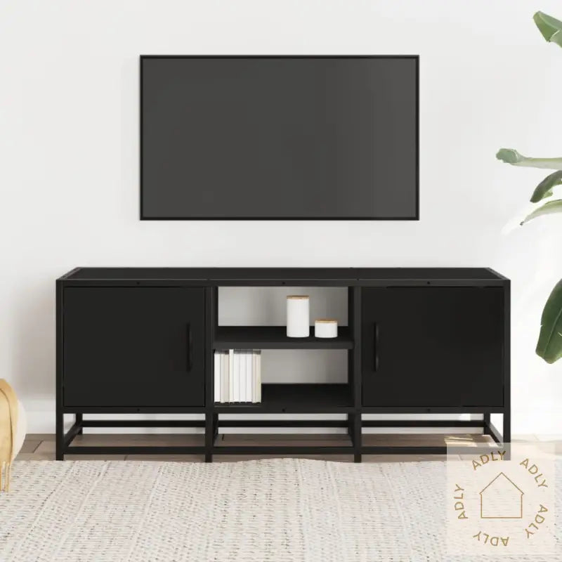 Tv-Benk Svart 100X35X41 Cm Konstruert Tre Og Metall