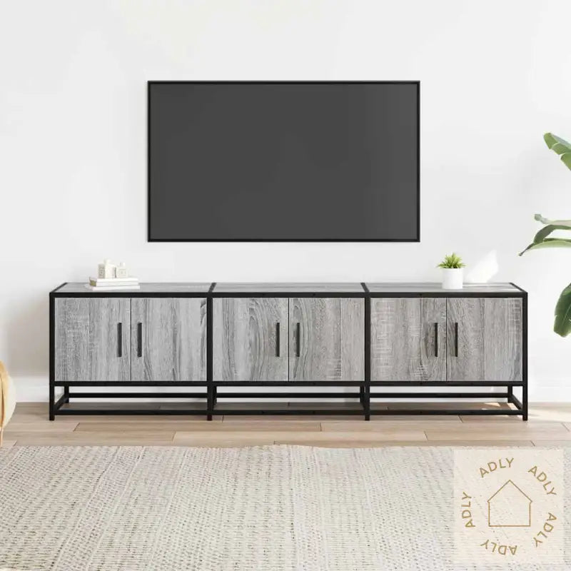 Tv-Benk Grå Sonoma 150X35X41 Cm Konstruert Tre Og Metall