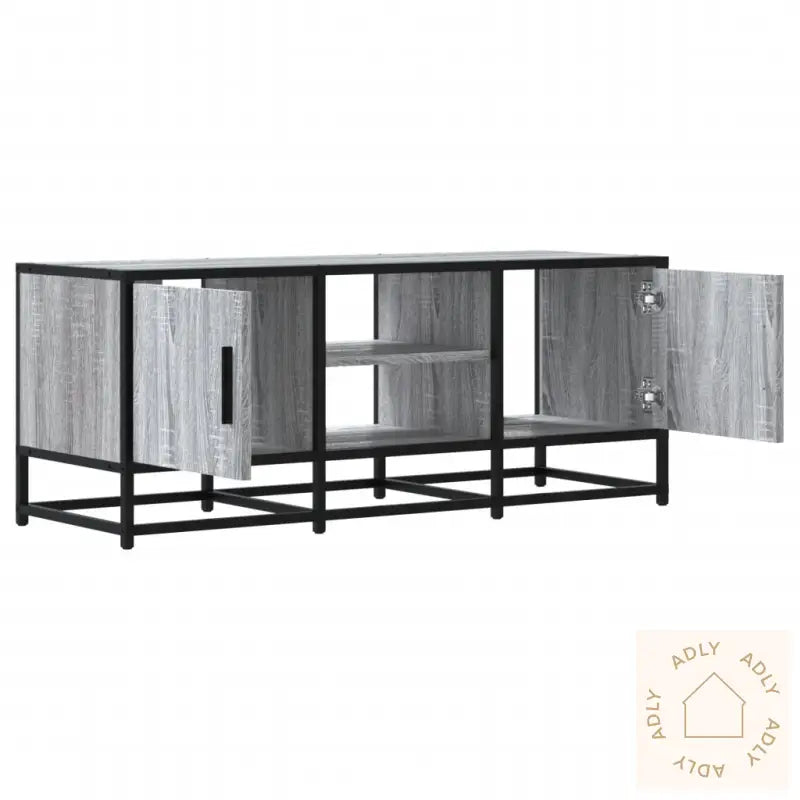 Tv-Benk Grå Sonoma 100X35X41 Cm Konstruert Tre Og Metall