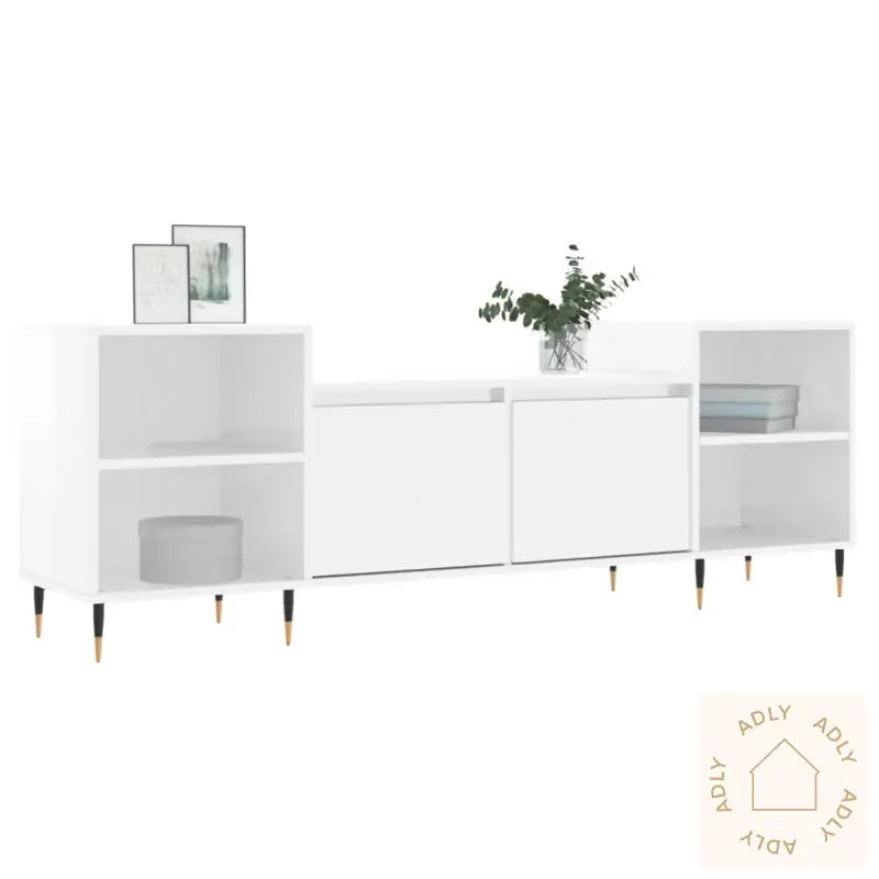 Tv-Benk Høyglans Hvit 160X35X55 Cm Konstruert Tre