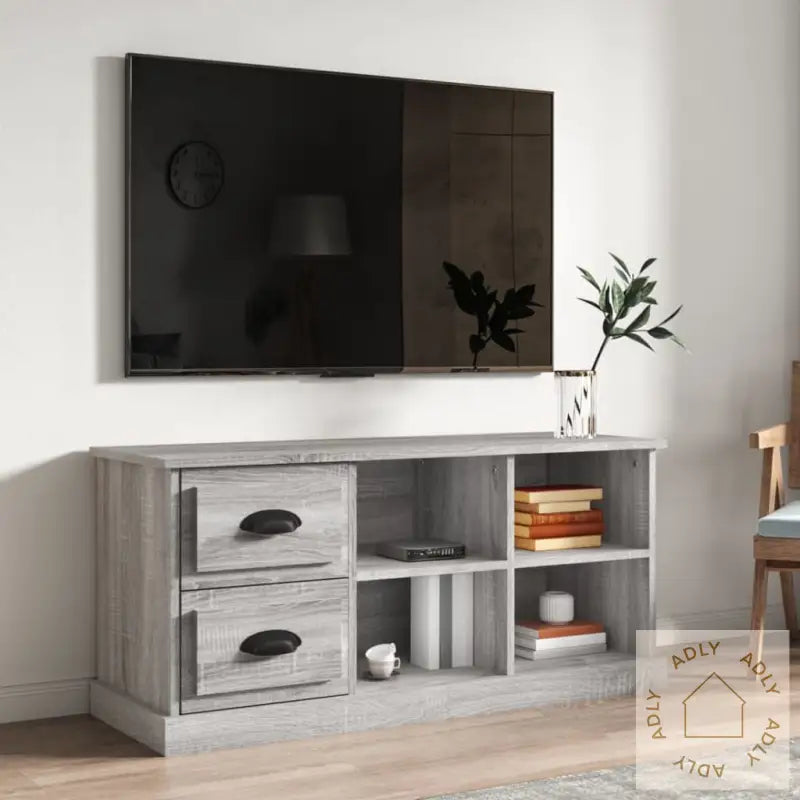 Tv-Benk Grå Sonoma 102X35,5X47,5 Cm Konstruert Tre