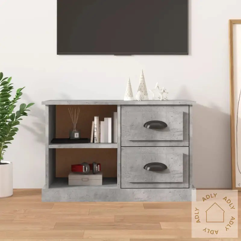 Tv-Benk Betonggrå 73X35,5X47,5 Cm Konstruert Tre