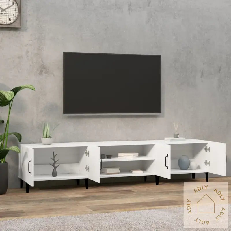 Tv-Benk Hvit 180X31,5X40 Cm Konstruert Tre