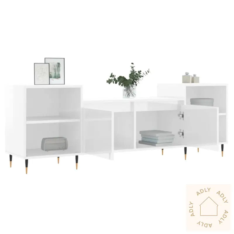 Tv-Benk Høyglans Hvit 160X35X55 Cm Konstruert Tre