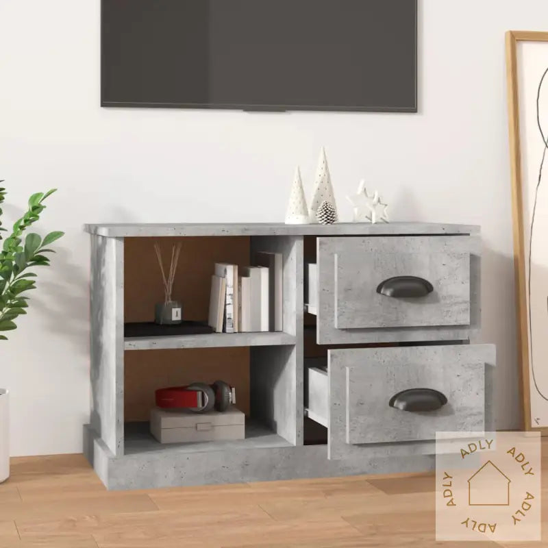 Tv-Benk Betonggrå 73X35,5X47,5 Cm Konstruert Tre