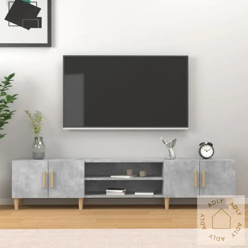 Tv-Benk Betonggrå 180X31,5X40 Cm Konstruert Tre