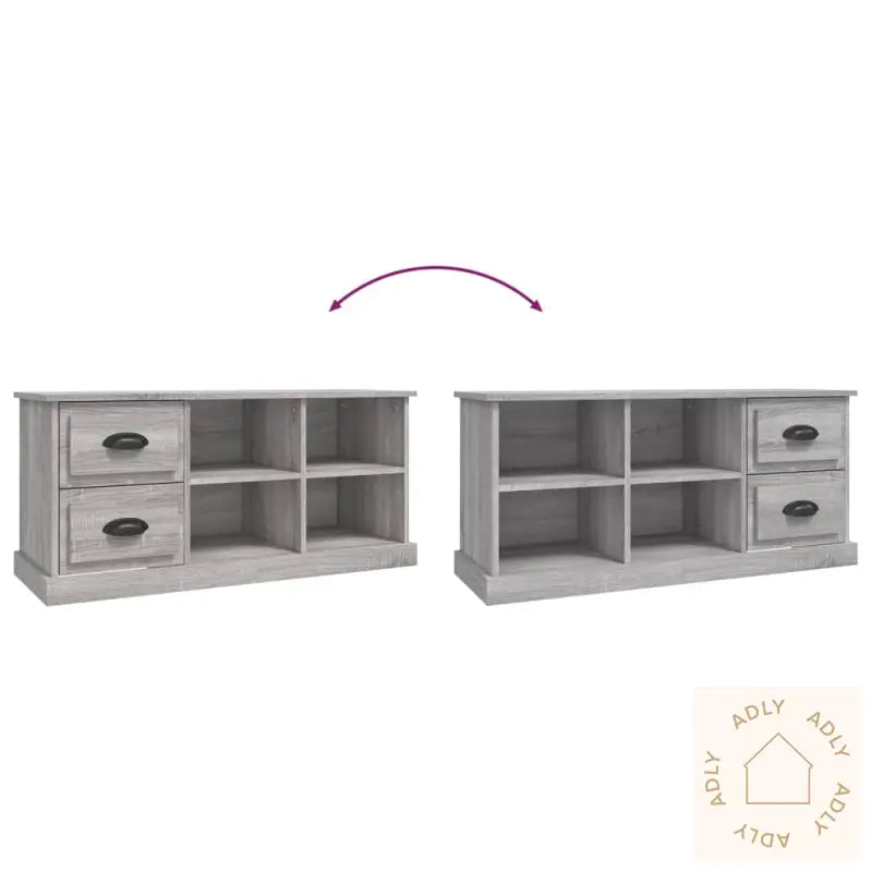 Tv-Benk Grå Sonoma 102X35,5X47,5 Cm Konstruert Tre