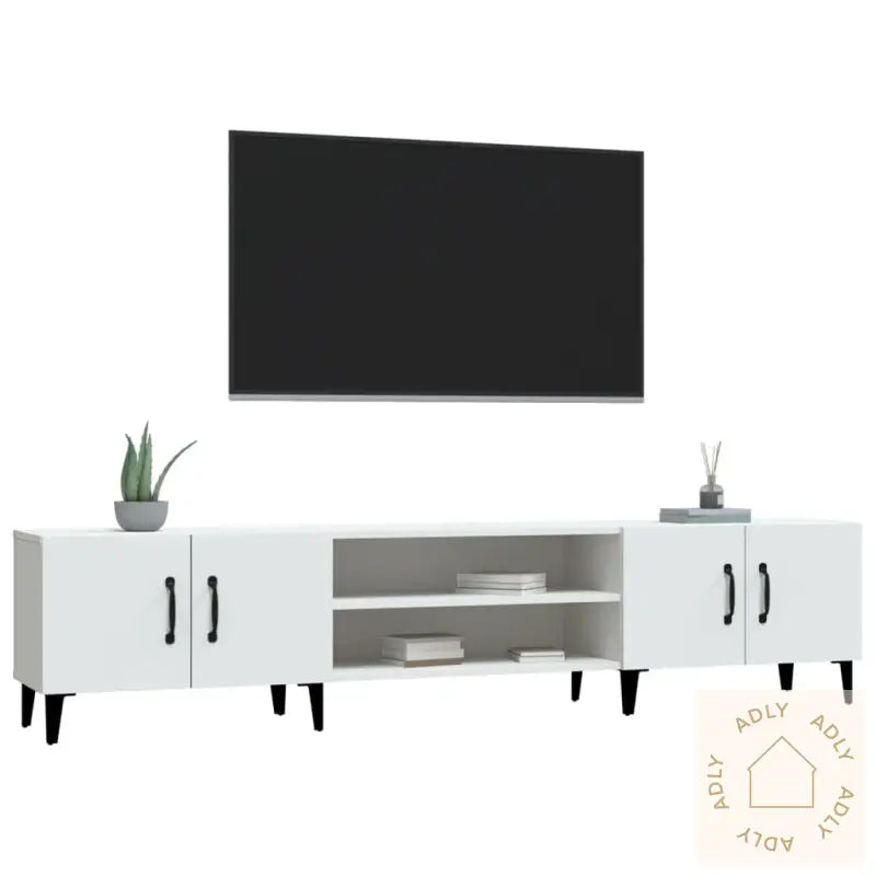 Tv-Benk Hvit 180X31,5X40 Cm Konstruert Tre