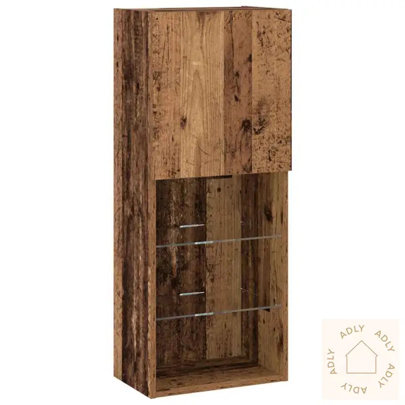 Tv-Skap Med Led-Lamper Gamle Tre 40,5X30X102 Cm