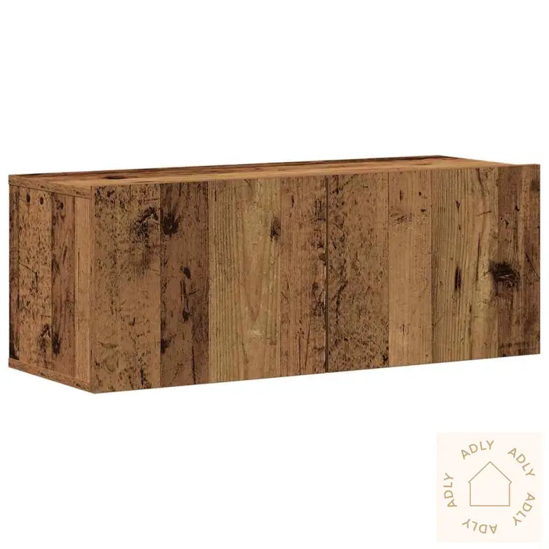 Tv-Skapsett 5 Deler Veggmontert Gammelt Tre Konstruert Tre