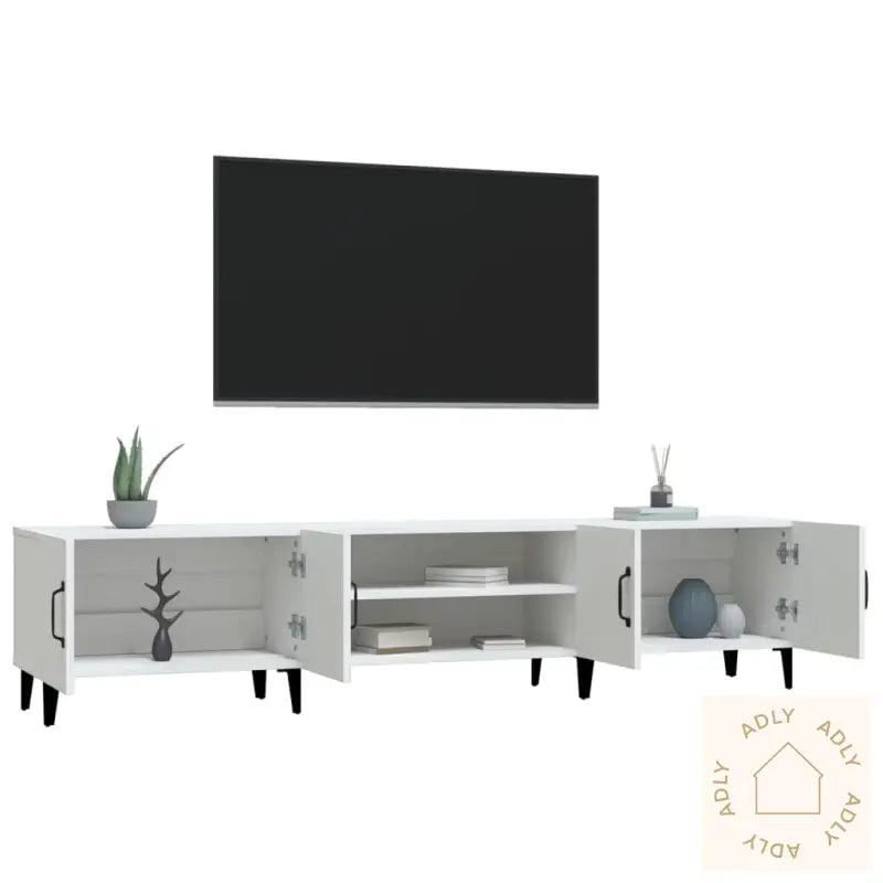 Tv-Benk Hvit 180X31,5X40 Cm Konstruert Tre