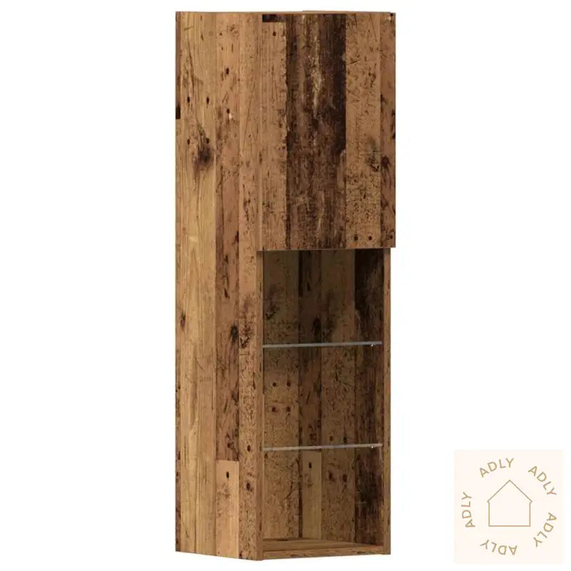 Tv-Skap Med Led-Lamper Gamle Tre 40,5X30X102 Cm