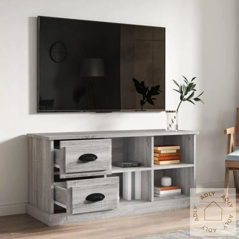 Tv-Benk Grå Sonoma 102X35,5X47,5 Cm Konstruert Tre