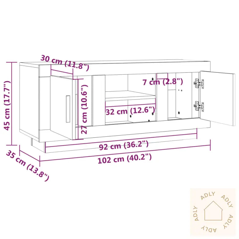 Tv-Benk Svart 102X35X45 Cm Konstruert Tre