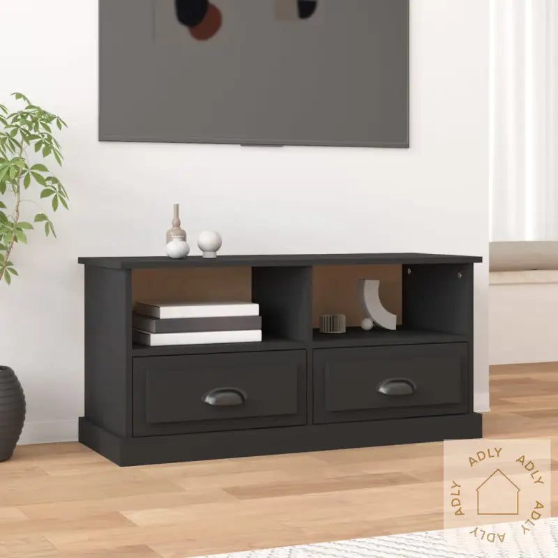 Tv-Benk Svart 93X35,5X45 Cm Konstruert Tre