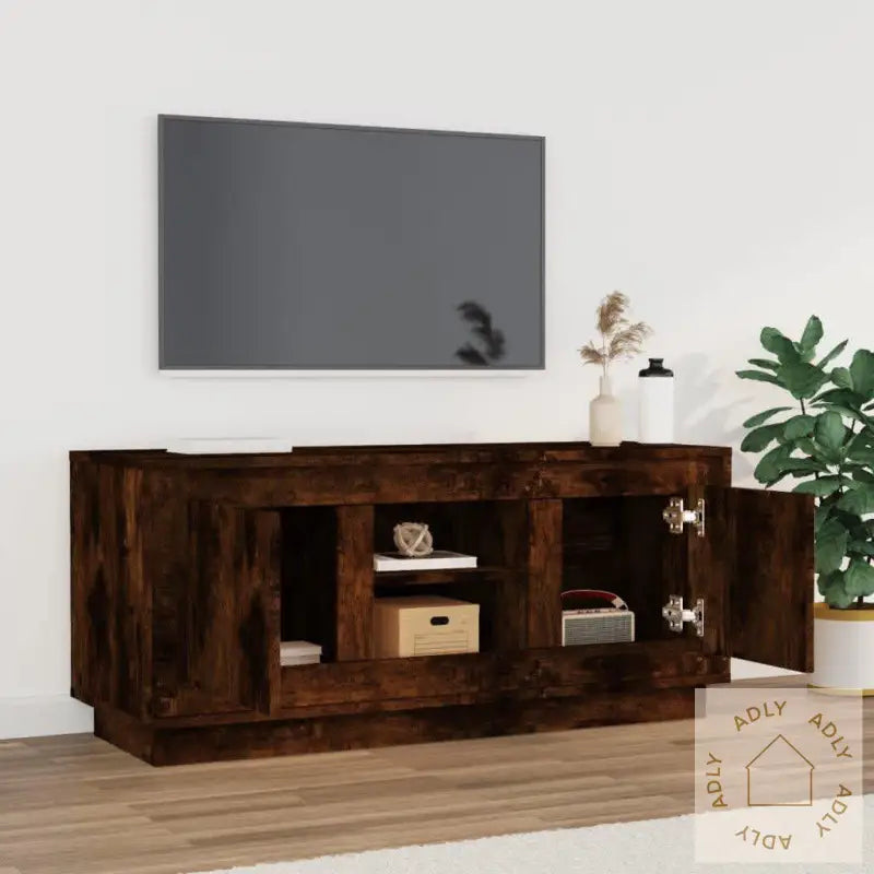 Tv-Benk Røkt Eik 102X35X45 Cm Konstruert Tre