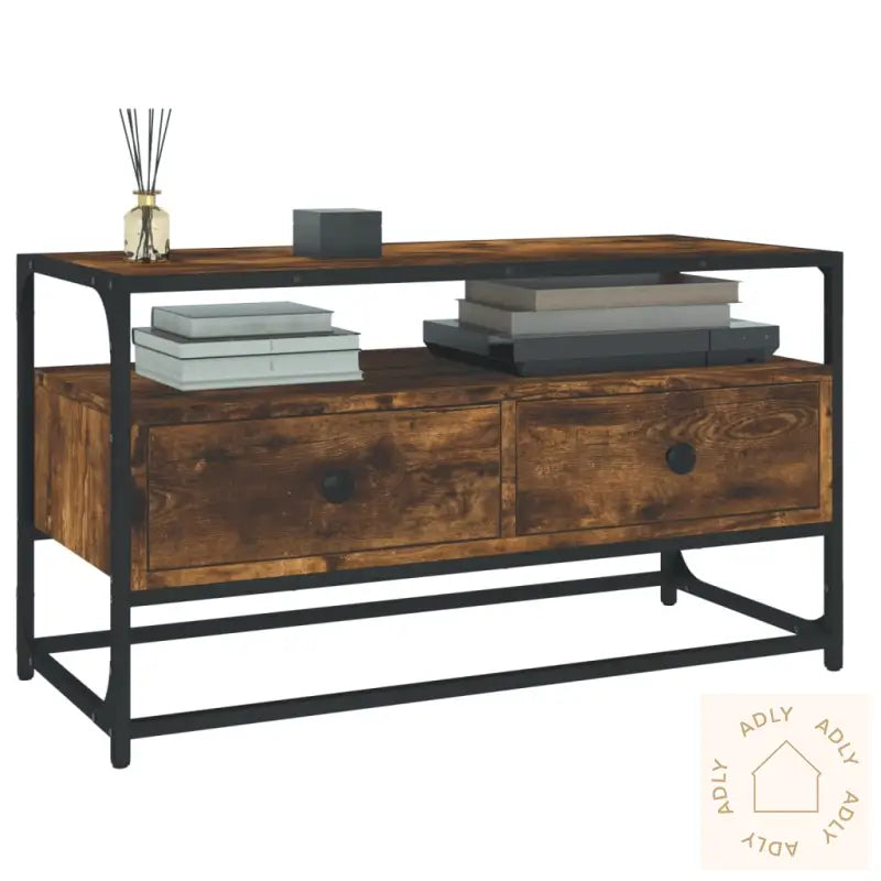 Tv-Benk Røkt Eik 80X35X45 Cm Konstruert Tre