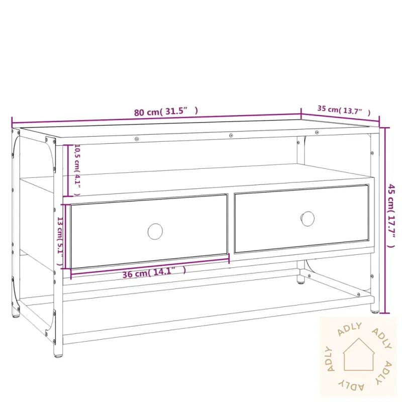 Tv-Benk Røkt Eik 80X35X45 Cm Konstruert Tre