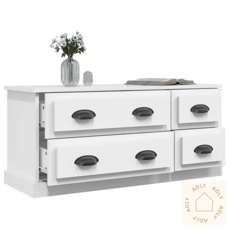 Tv-Benk Hvit 100X35,5X45 Cm Konstruert Tre