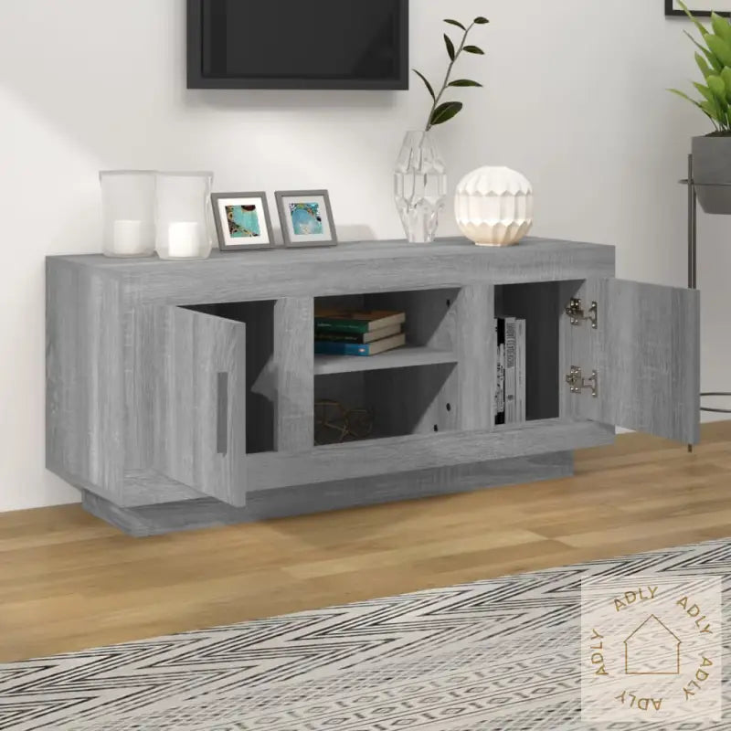 Tv-Benk Grå Sonoma 102X35X45 Cm Konstruert Tre