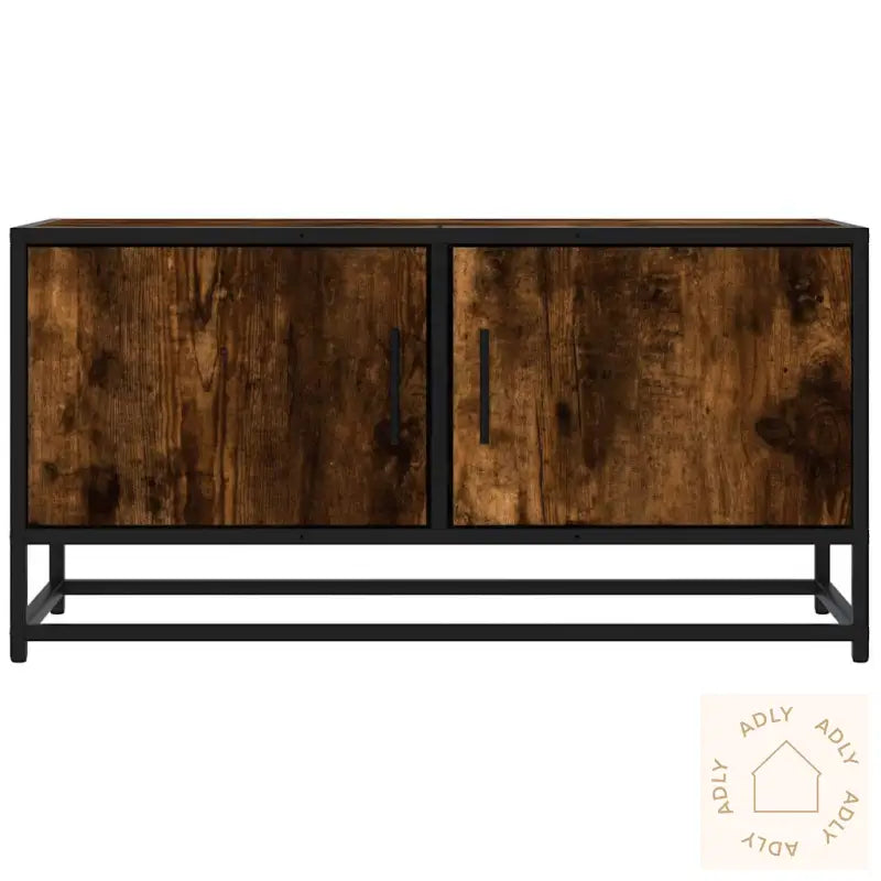 Tv-Benk Røkt Eik 80X34,5X40 Cm Konstruert Tre Og Metall