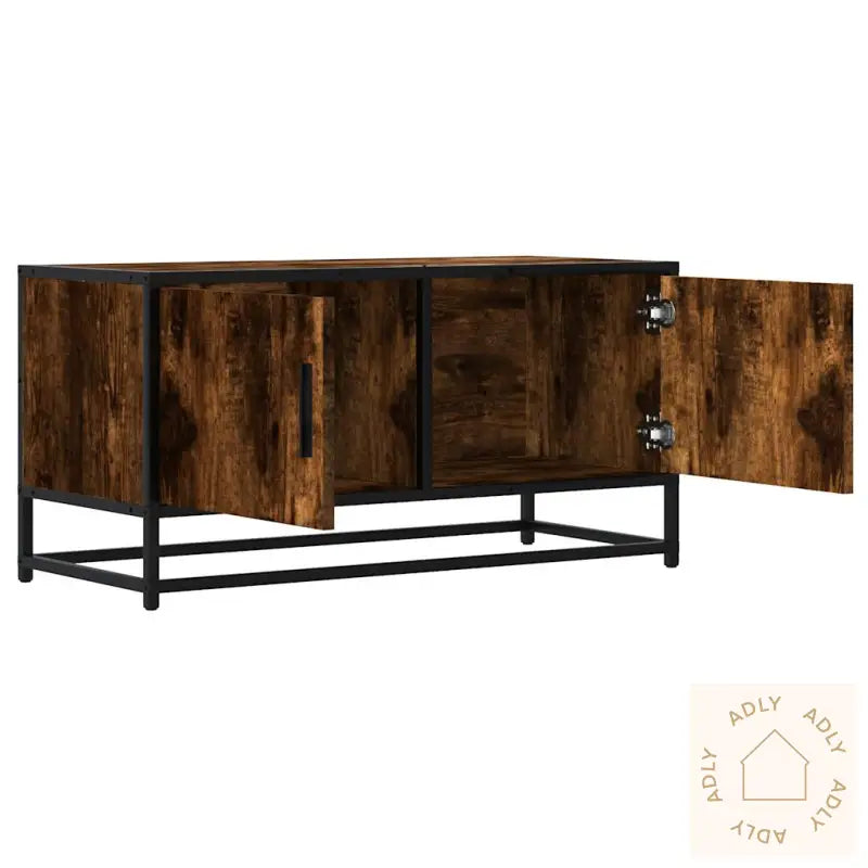 Tv-Benk Røkt Eik 80X34,5X40 Cm Konstruert Tre Og Metall