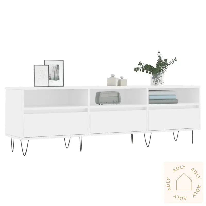 Tv-Benk Hvit 150X30X44,5 Cm Konstruert Tre