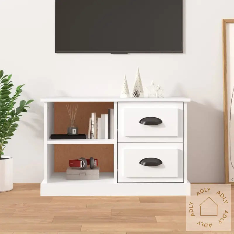 Tv-Benk Hvit 73X35,5X47,5 Cm Konstruert Tre