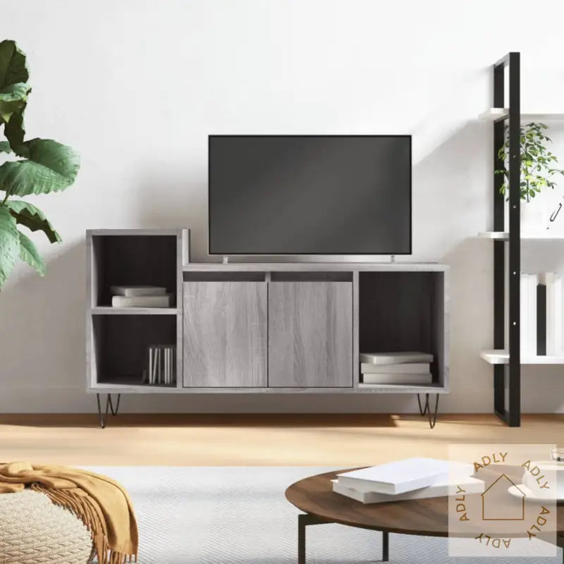 Tv-Benk Grå Sonoma 100X35X55 Cm Konstruert Tre