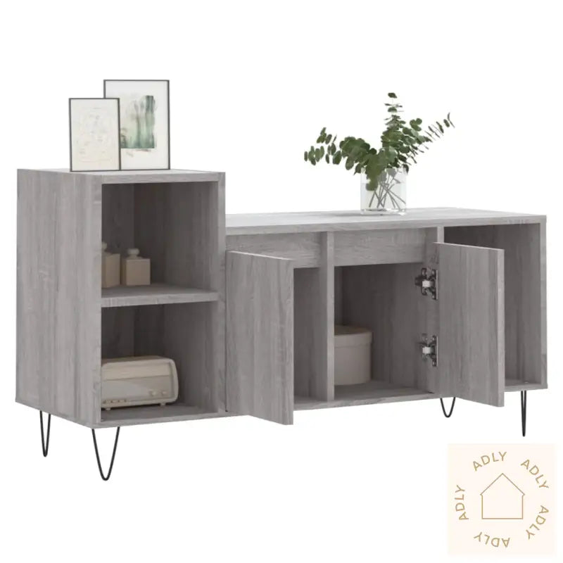 Tv-Benk Grå Sonoma 100X35X55 Cm Konstruert Tre