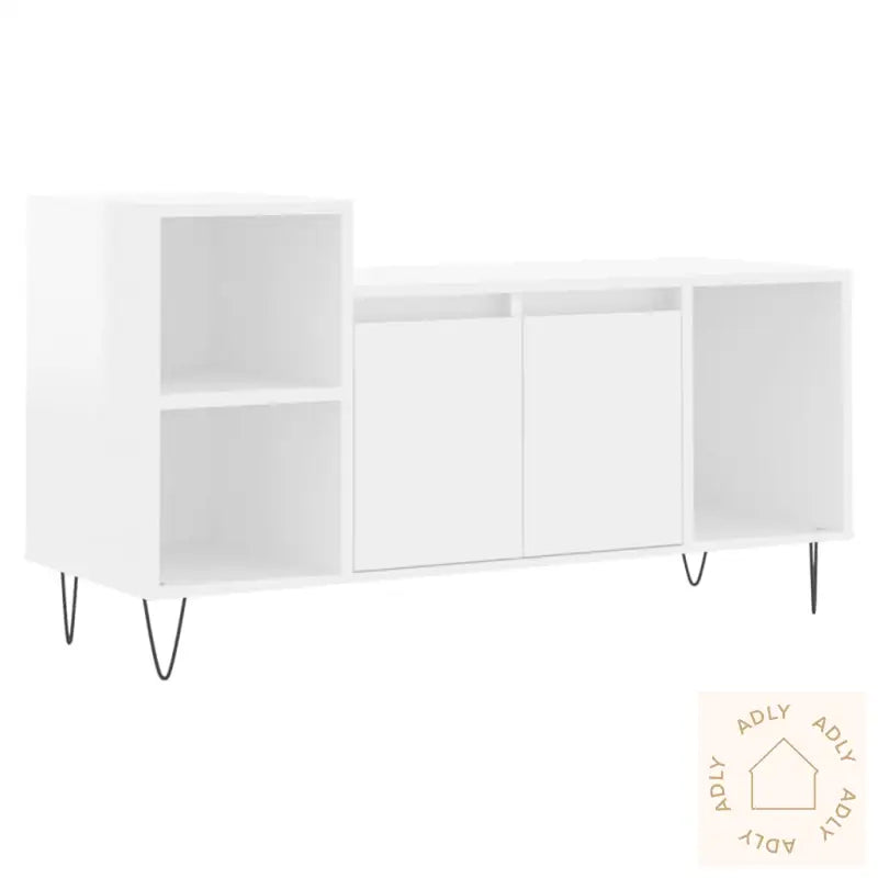 Tv-Benk Høyglans Hvit 100X35X55 Cm Konstruert Tre