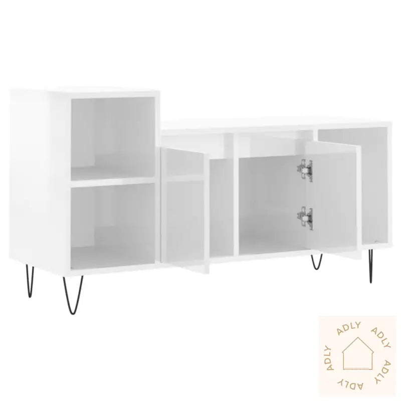 Tv-Benk Høyglans Hvit 100X35X55 Cm Konstruert Tre