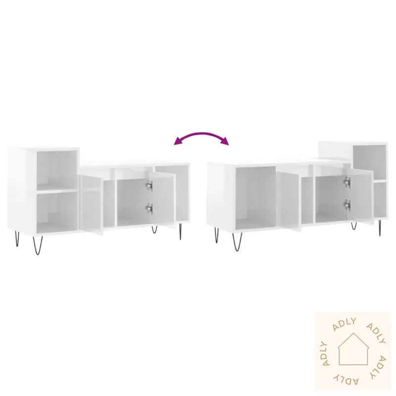 Tv-Benk Høyglans Hvit 100X35X55 Cm Konstruert Tre