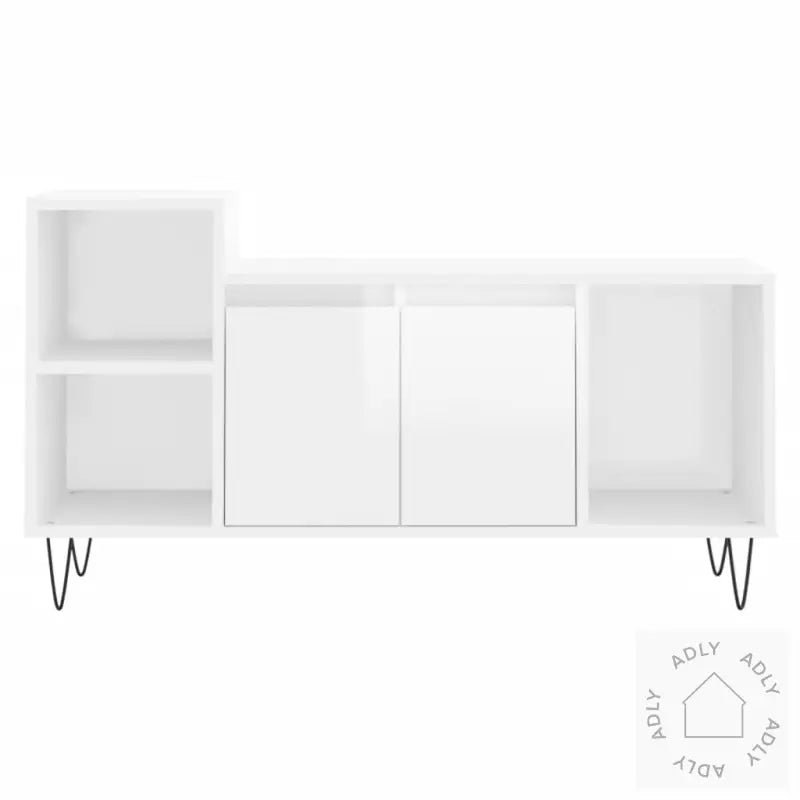 Tv-Benk Høyglans Hvit 100X35X55 Cm Konstruert Tre