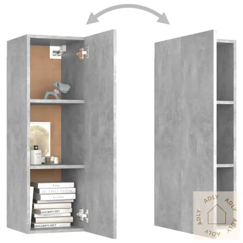 Tv-Benksett 8 Deler Betonggrå Konstruert Tre