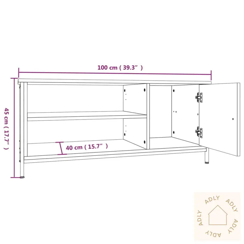 Tv-Benk Røkt Eik 100X40X45 Cm Konstruert Tre