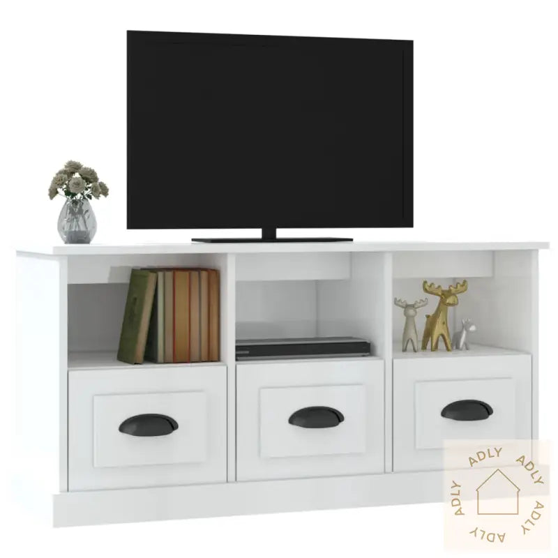 Tv-Benk Høyglans Hvit 100X35X50 Cm Konstruert Tre