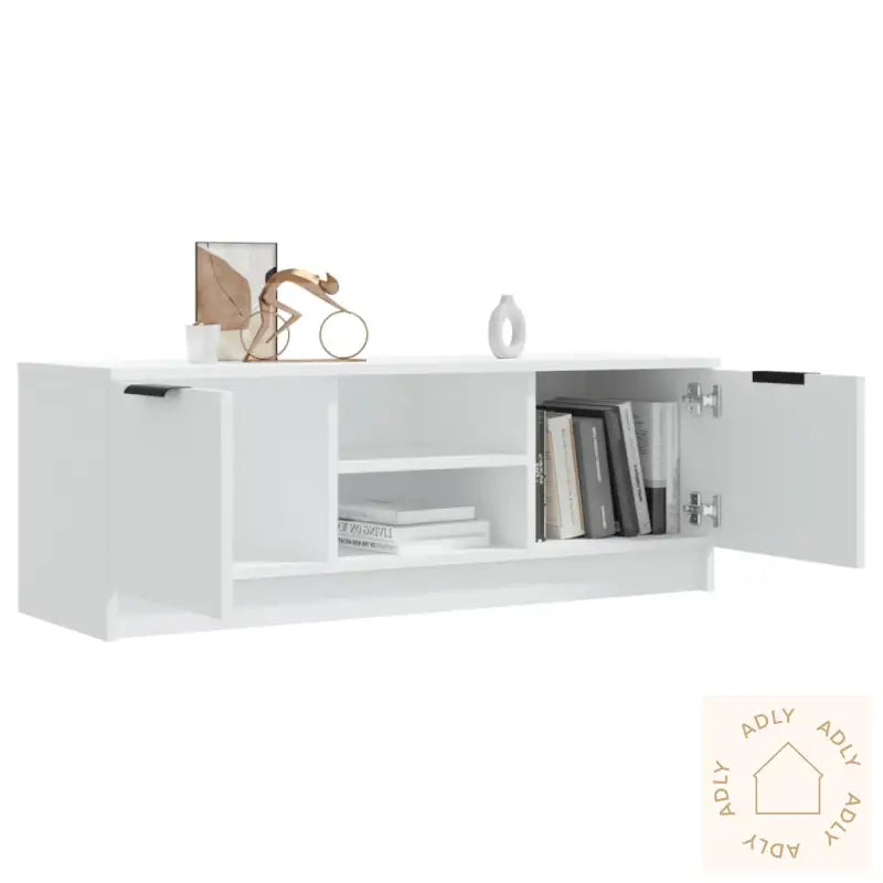 Tv-Benk Hvit 102X35X36,5 Cm Konstruert Tre